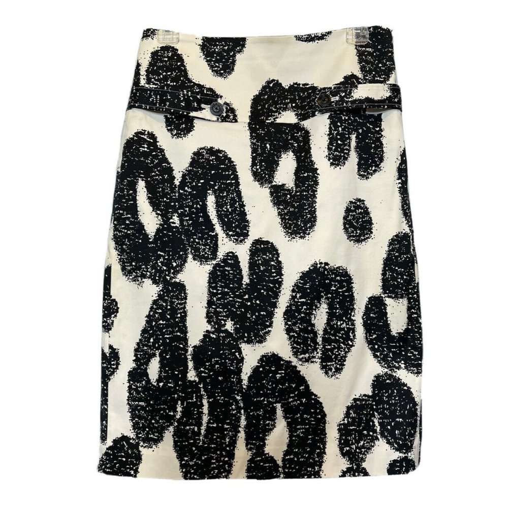 Club Monaco Black and Cream Abstract Animal-Print Pencil Skirt